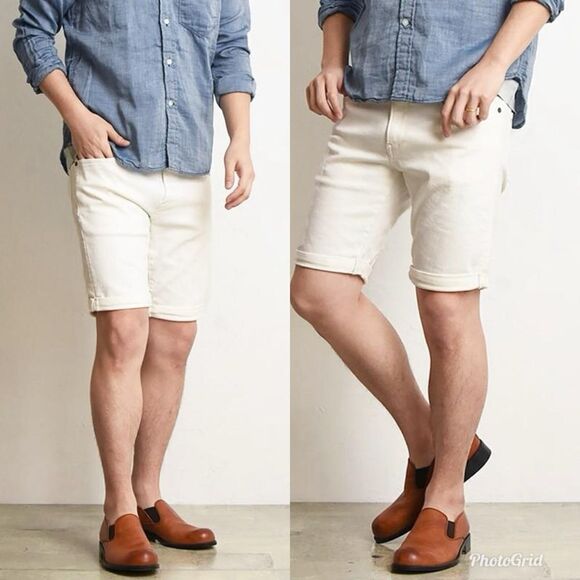 G-Star 3301 Inza Stretch Denim White Shorts Rinsed - Picture 1 of 8